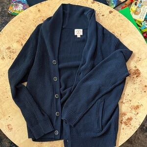 Brooks Brothers Navy Blue Button-Up Cardigan; Size M